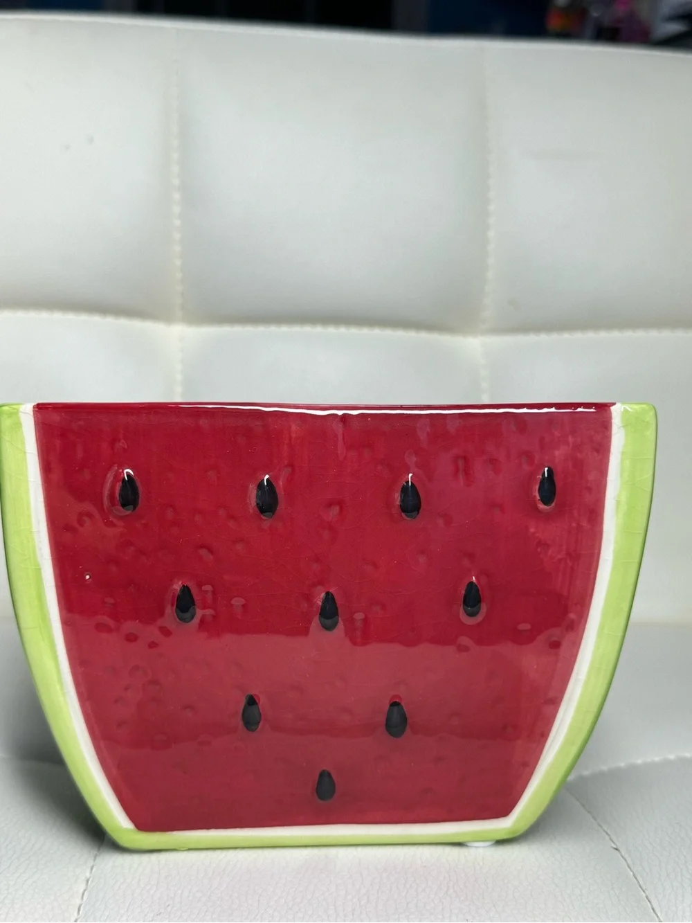 Playful Ceramic Watermelon Accent Vase - Red & Green
